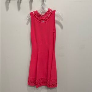 Milly Coral Sleeveless Dress with Lace Accents